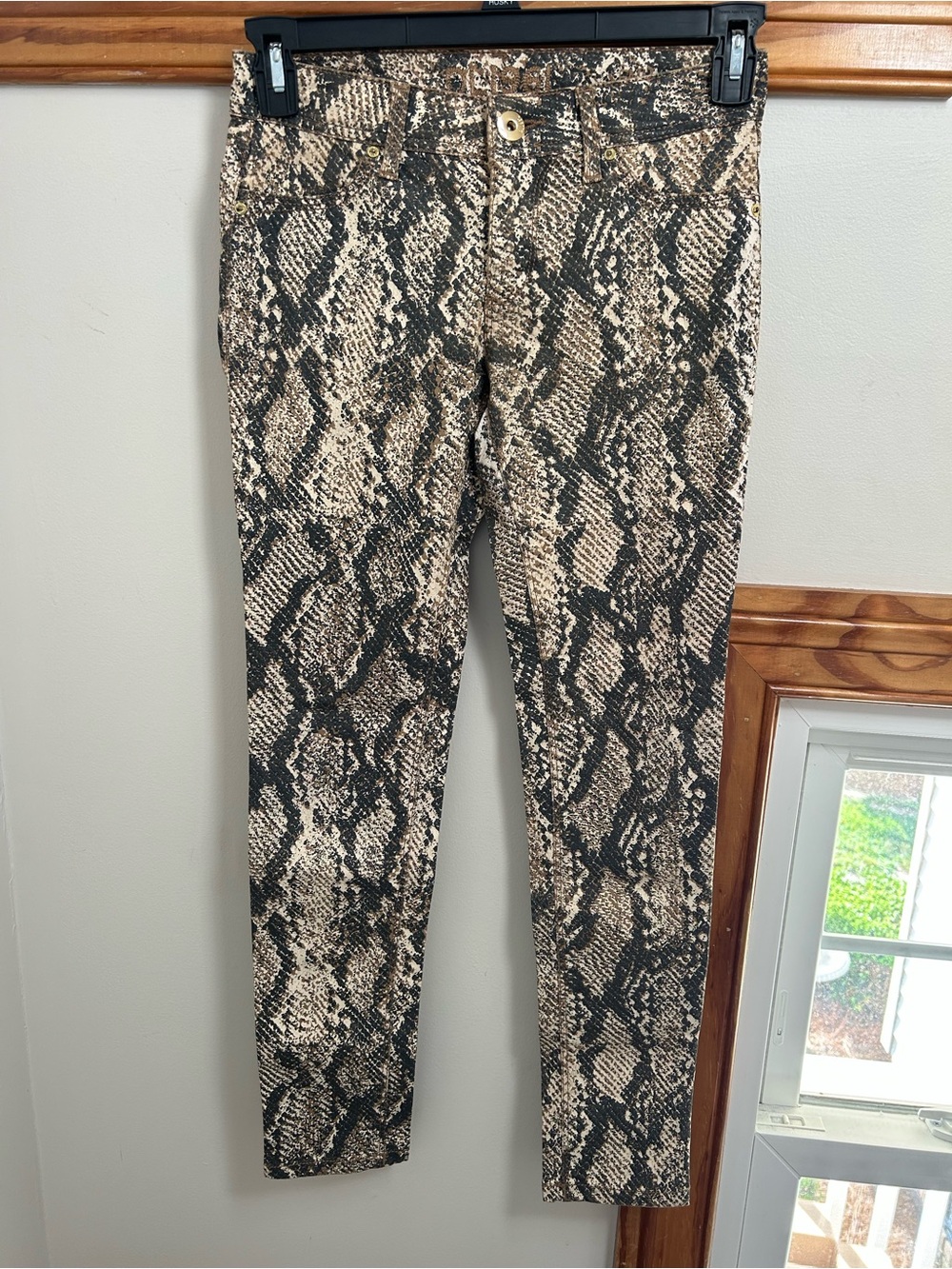 DL1961 Emma Snake-Print Skinny Pants in Brown and Black